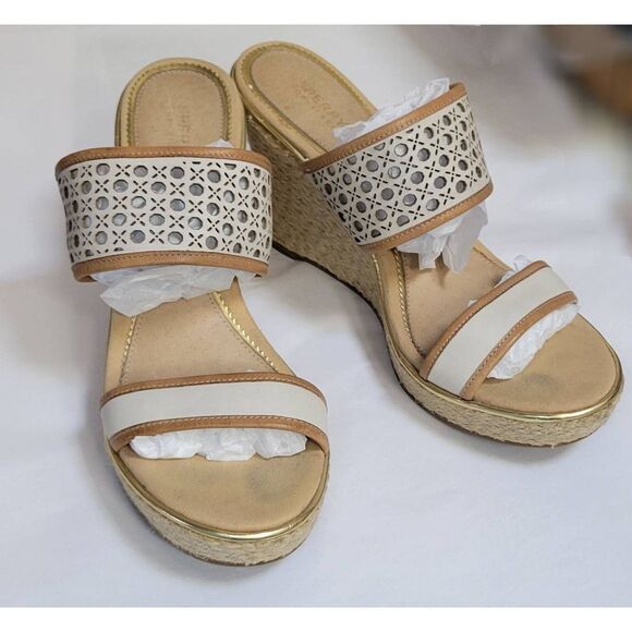 Sperry Top Sider Platform Wedge Slip On Womens Espadrille Cutout Shoes 8 - Picture 5 of 11